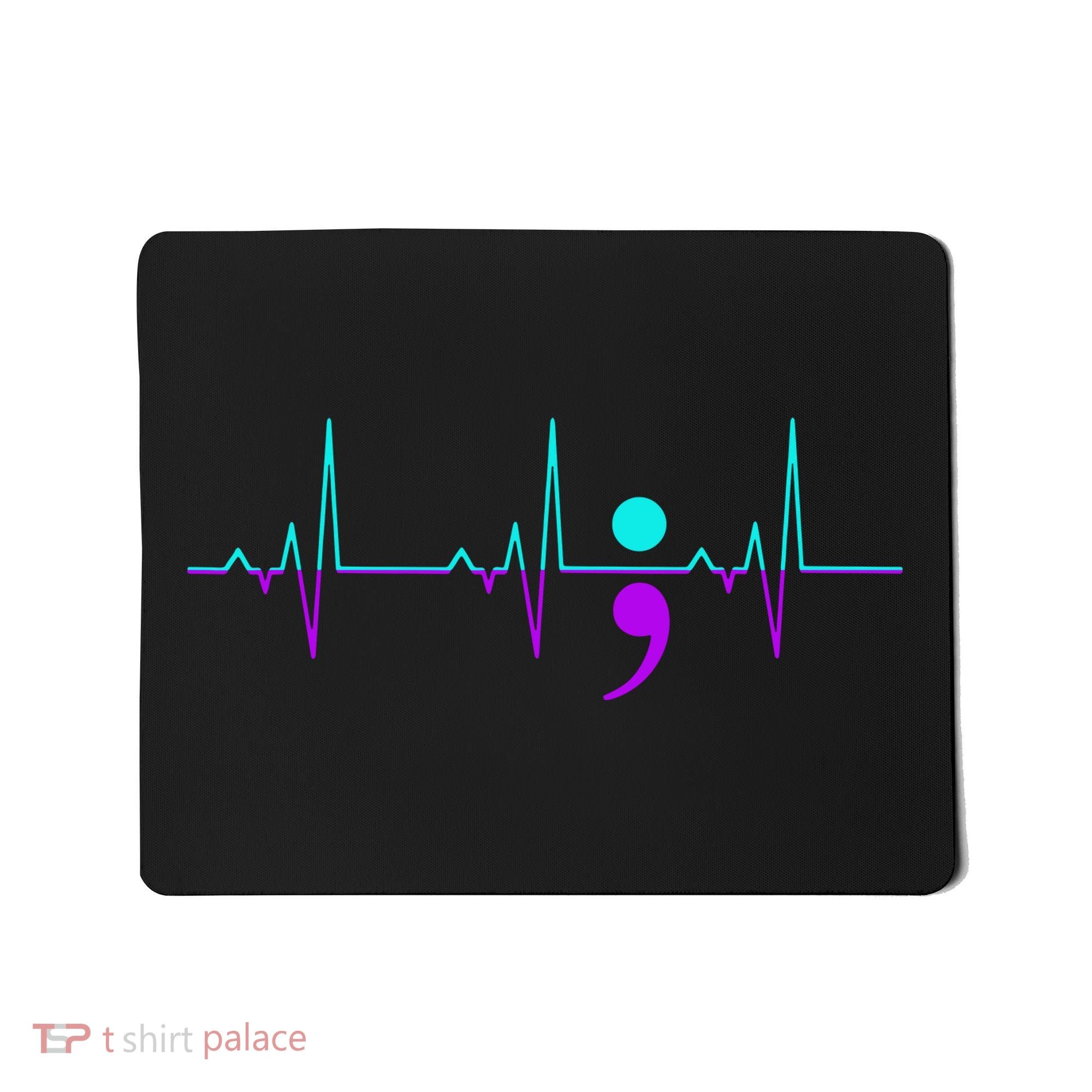 Suicide Awareness Heartbeat Happy Ribbon Support Mousepad