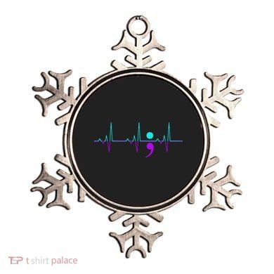 Suicide Awareness Heartbeat Happy Ribbon Support Ornament