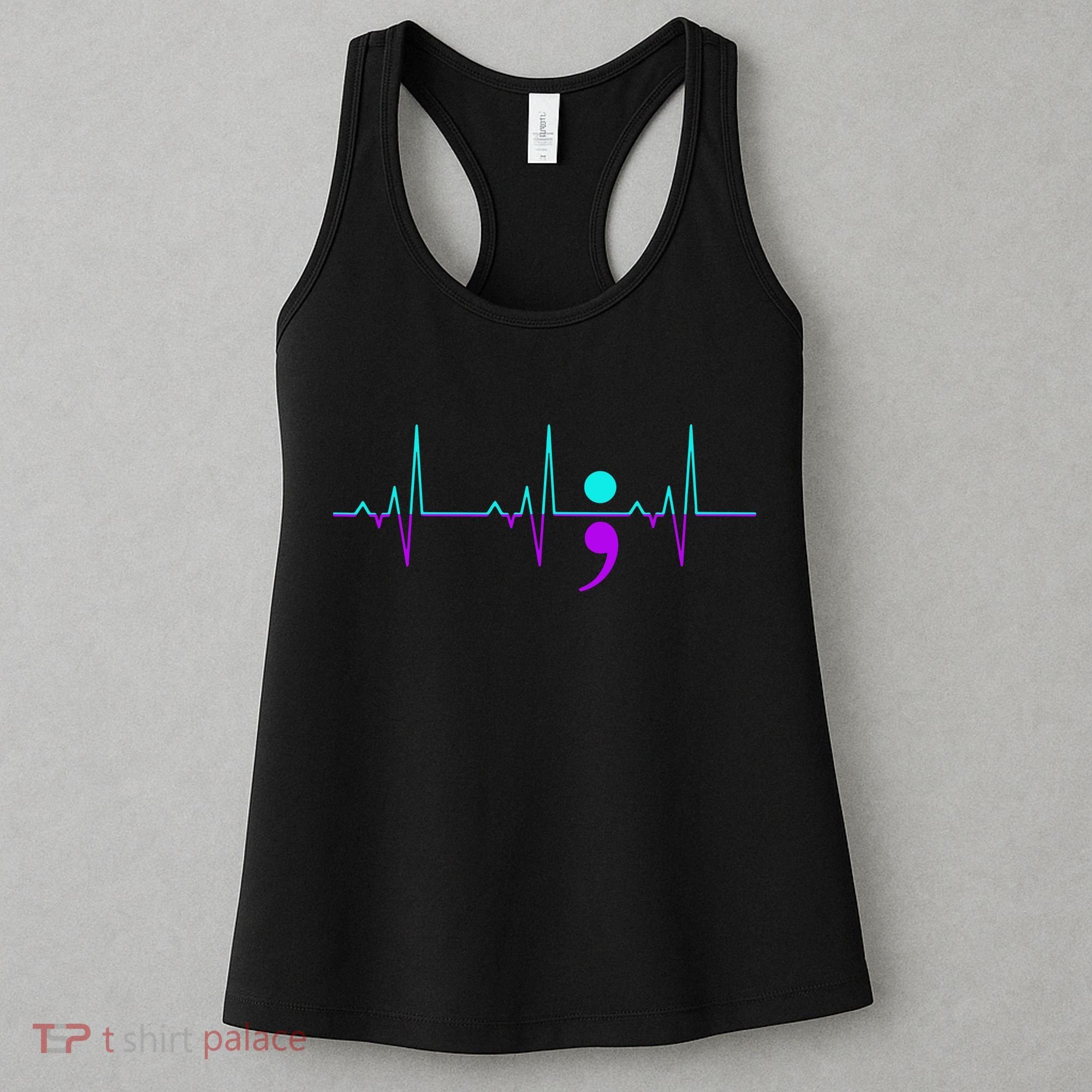 Suicide Awareness Heartbeat Happy Ribbon Support Women's Tank Top
