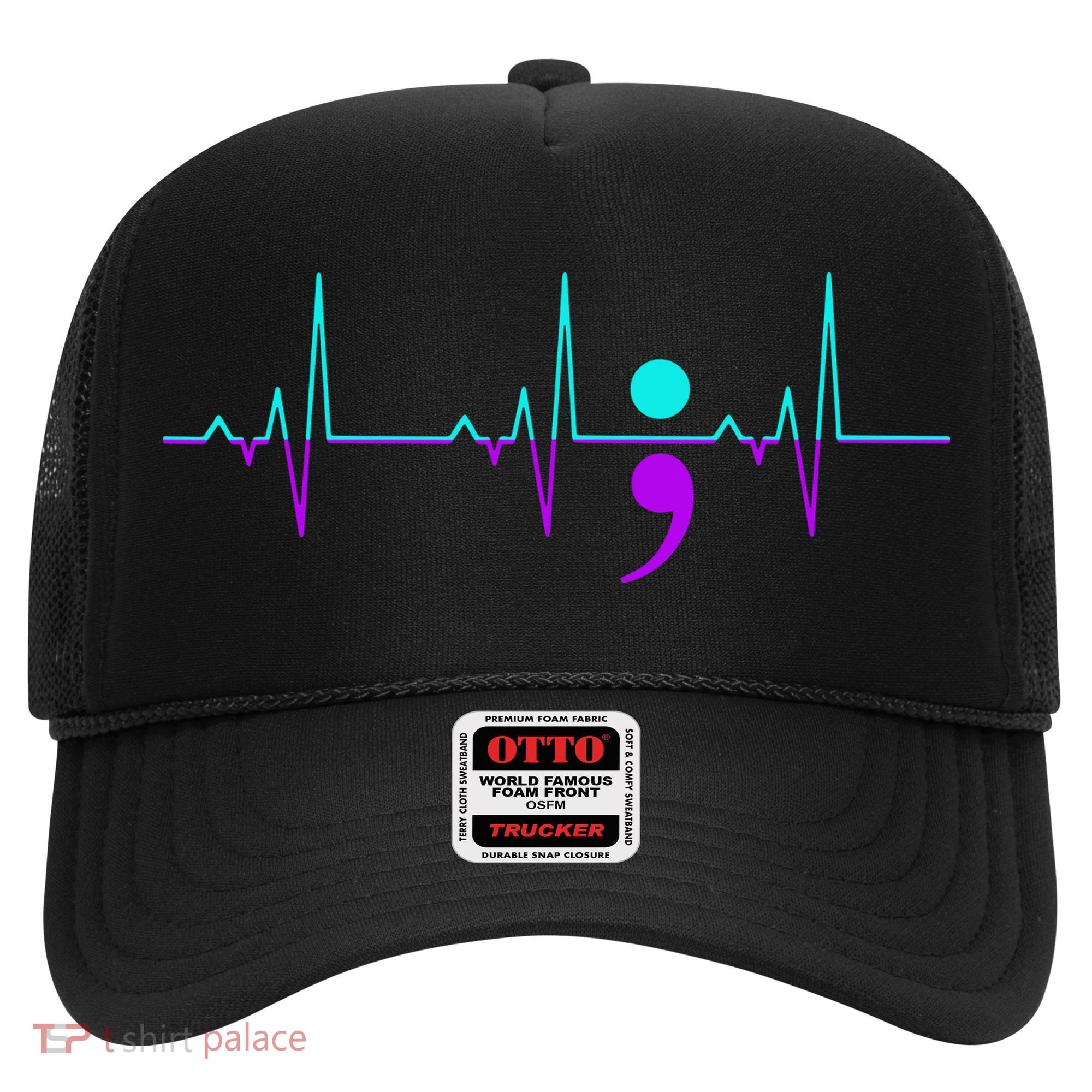 Suicide Awareness Heartbeat Happy Ribbon Support Hat