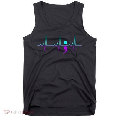 Suicide Awareness Heartbeat Happy Ribbon Support Tank Top