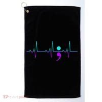 Suicide Awareness Heartbeat Happy Ribbon Support Golf Towel thumb 0