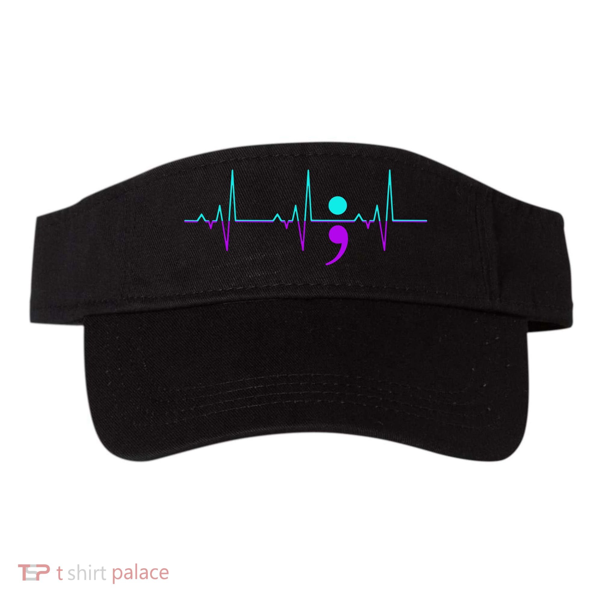 Suicide Awareness Heartbeat Happy Ribbon Support Visor