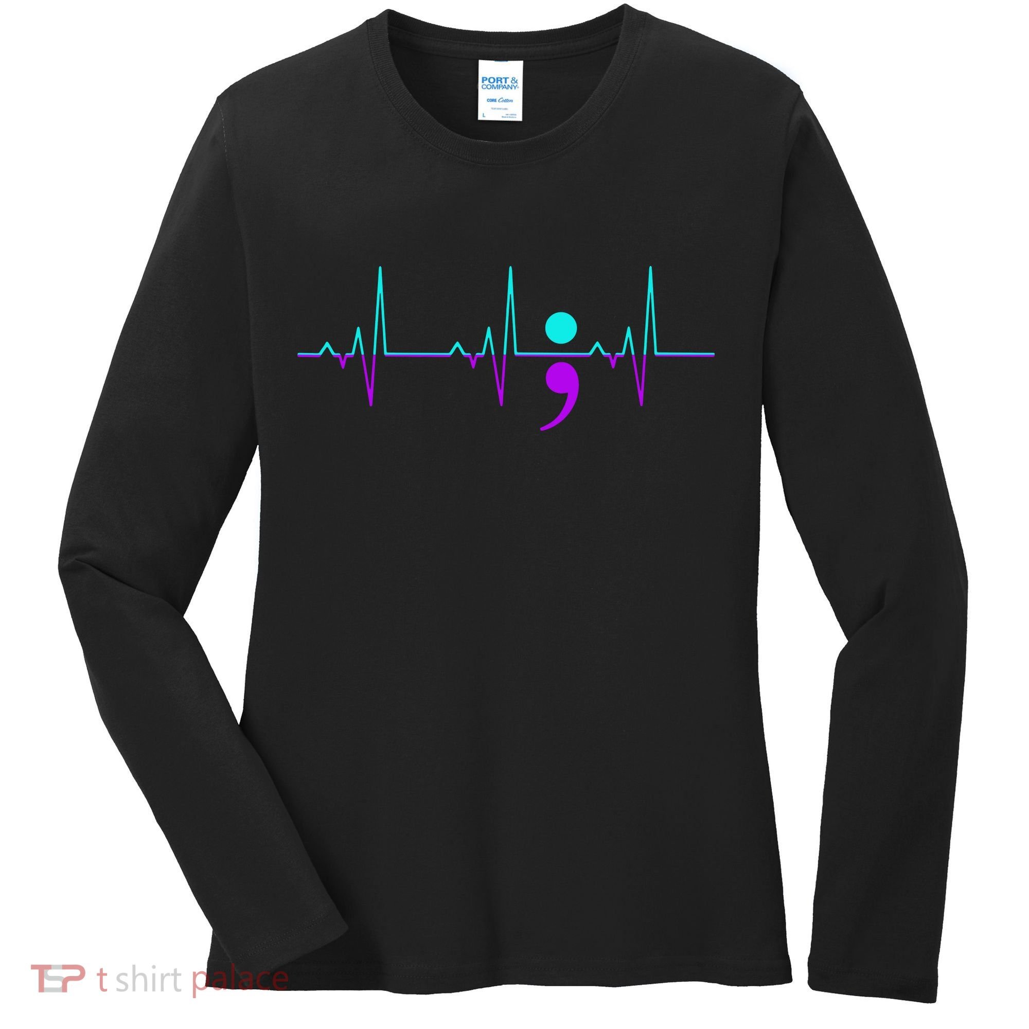Suicide Awareness Heartbeat Happy Ribbon Support Women's Long Sleeve Shirt