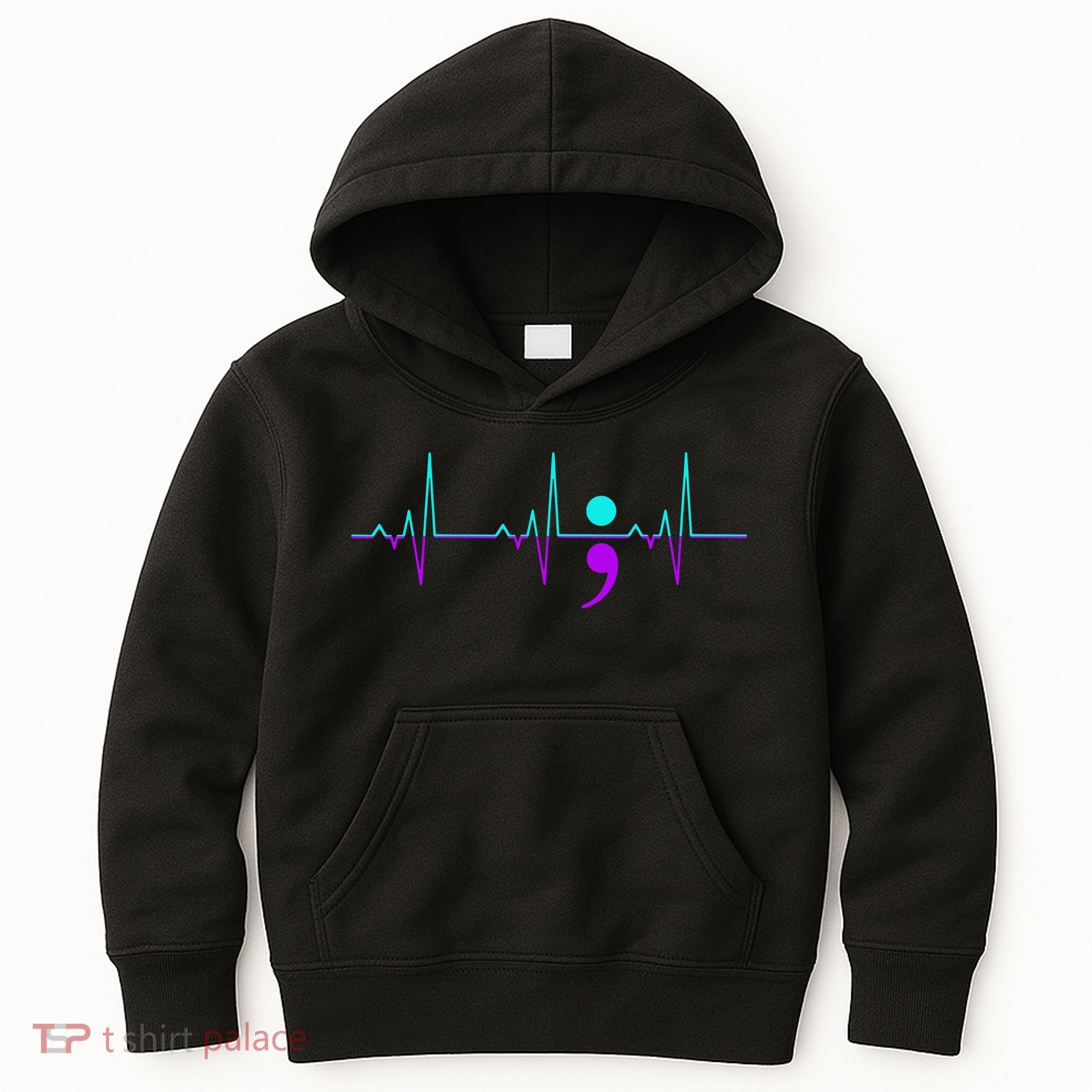 Suicide Awareness Heartbeat Happy Ribbon Support Kids Hoodie
