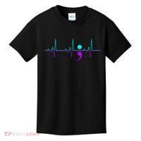 Suicide Awareness Heartbeat Happy Ribbon Support Kids T-Shirt thumb 0