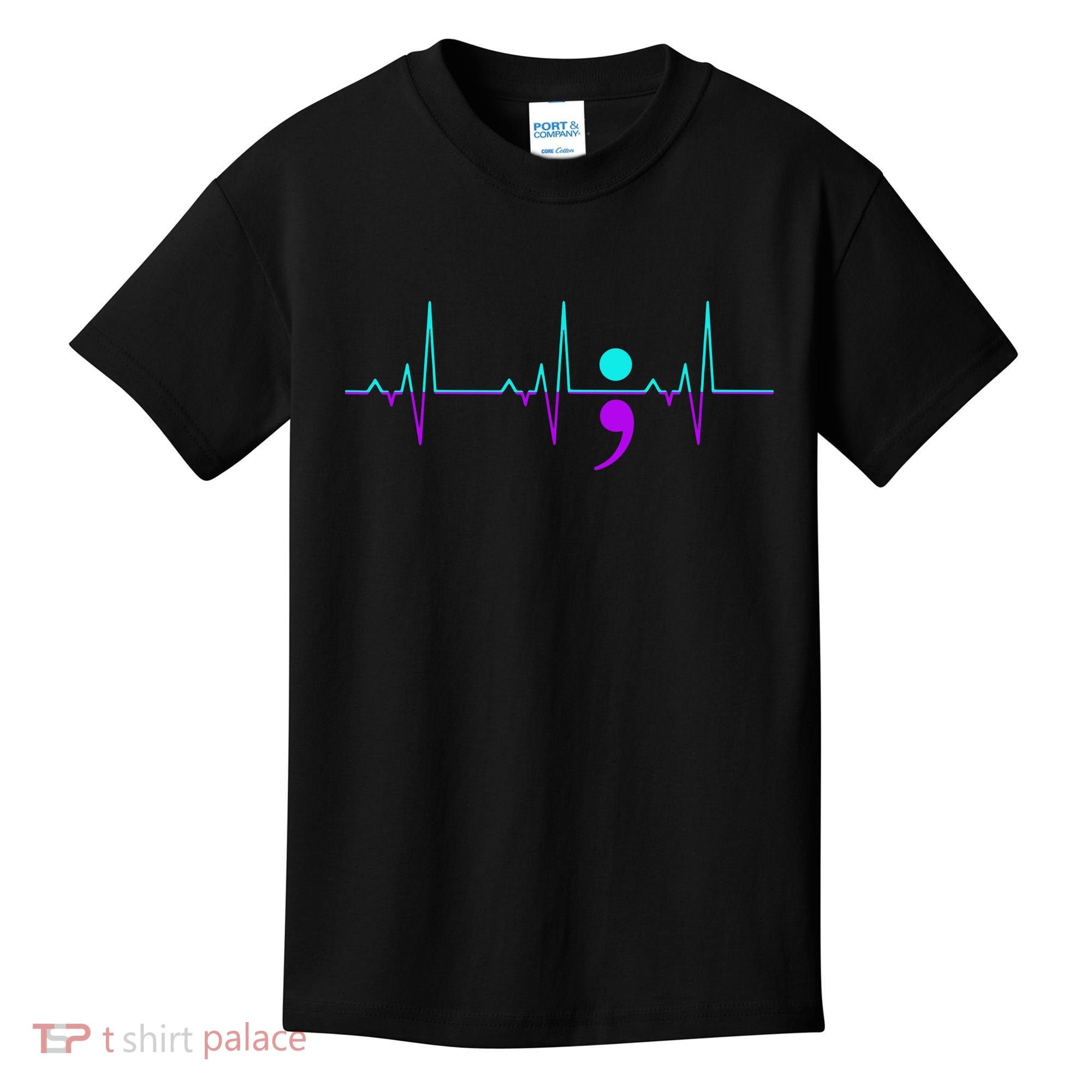 Suicide Awareness Heartbeat Happy Ribbon Support Kids T-Shirt