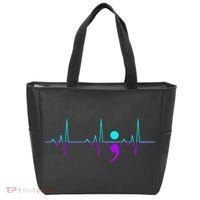 Suicide Awareness Heartbeat Happy Ribbon Support Tote Bag thumb 0