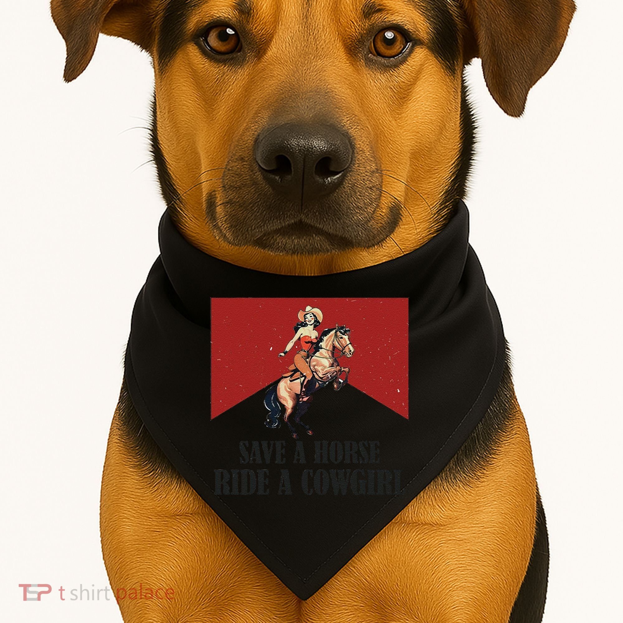 Save A Horse Ride A Cowgirl USA-Made Doggie Bandana