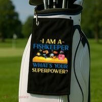 Saltwater Aquarium I Am A Fishkeeper What's Your Superpower? Gift Golf Towel thumb 2