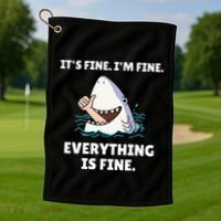 Shark Attack It’S Fine I’M Fine Everything Is Fine Golf Towel thumb 1