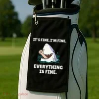 Shark Attack It’S Fine I’M Fine Everything Is Fine Golf Towel thumb 2