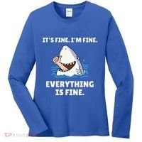 Shark Attack It’S Fine I’M Fine Everything Is Fine Women's Long Sleeve Shirt thumb 0
