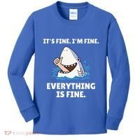 Shark Attack It’S Fine I’M Fine Everything Is Fine Kids Long Sleeve Shirt thumb 0
