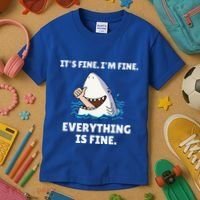 Shark Attack It’S Fine I’M Fine Everything Is Fine Kids T-Shirt thumb 3