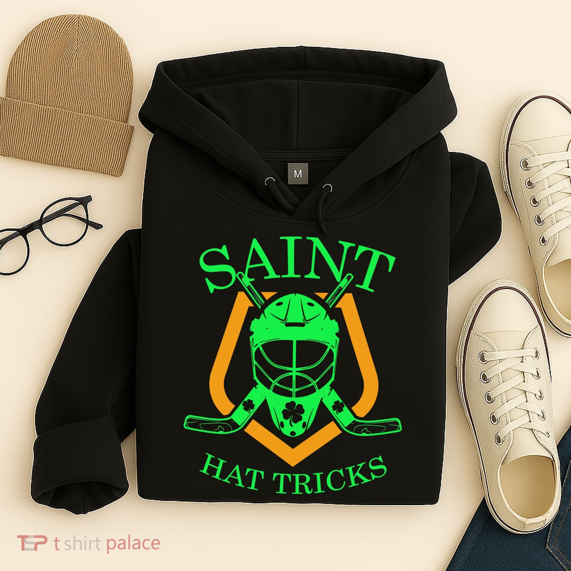 Saint Hat Tricks Funny Hockey St Patricks Day Hoodie
