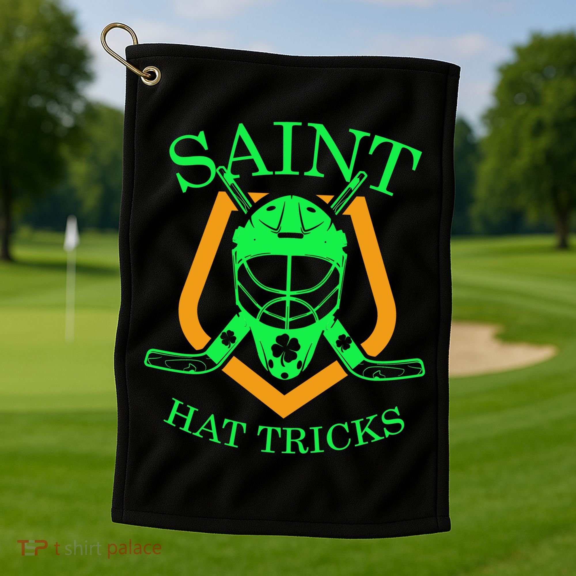 Saint Hat Tricks Funny Hockey St Patricks Day Golf Towel