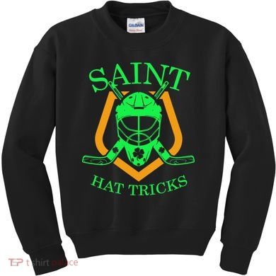 Saint Hat Tricks Funny Hockey St Patricks Day Kids Sweatshirt