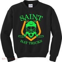 Saint Hat Tricks Funny Hockey St Patricks Day Kids Sweatshirt thumb 0