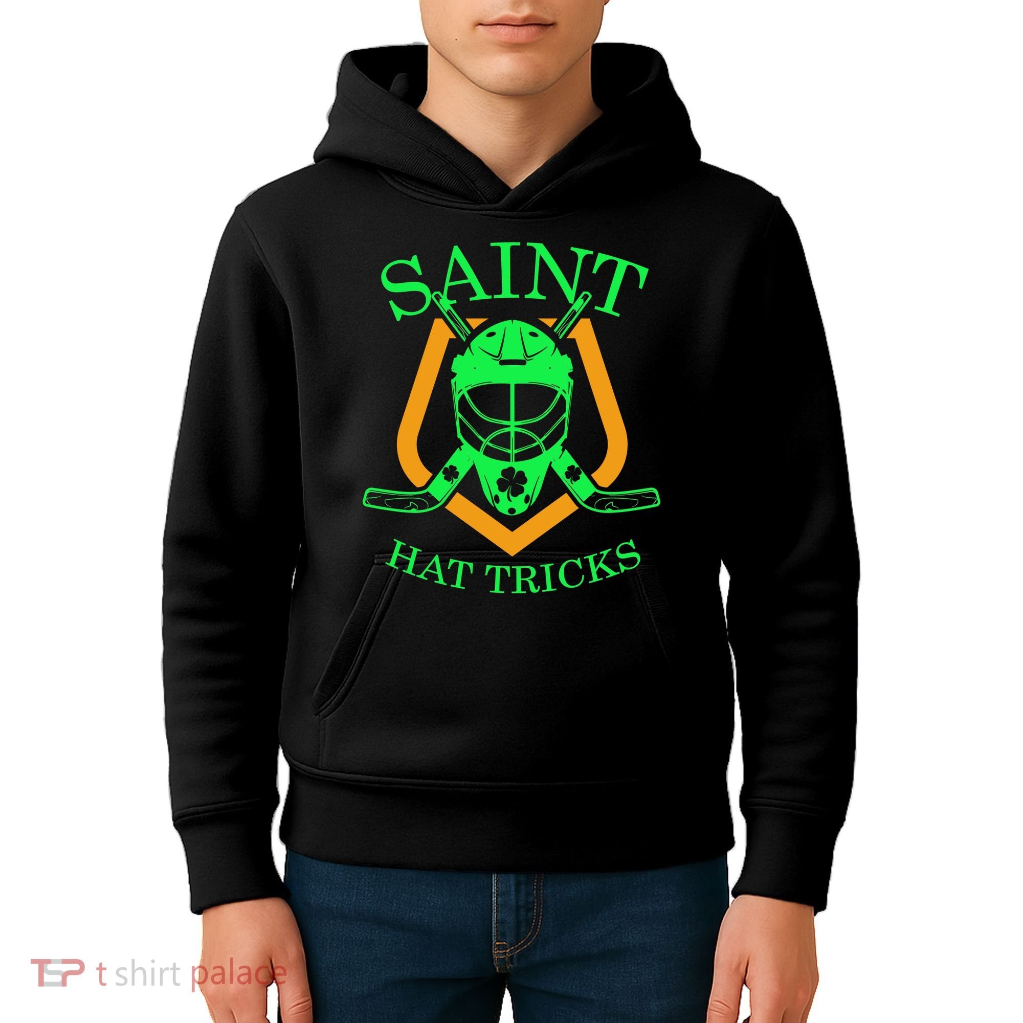 Saint Hat Tricks Funny Hockey St Patricks Day Kids Hoodie
