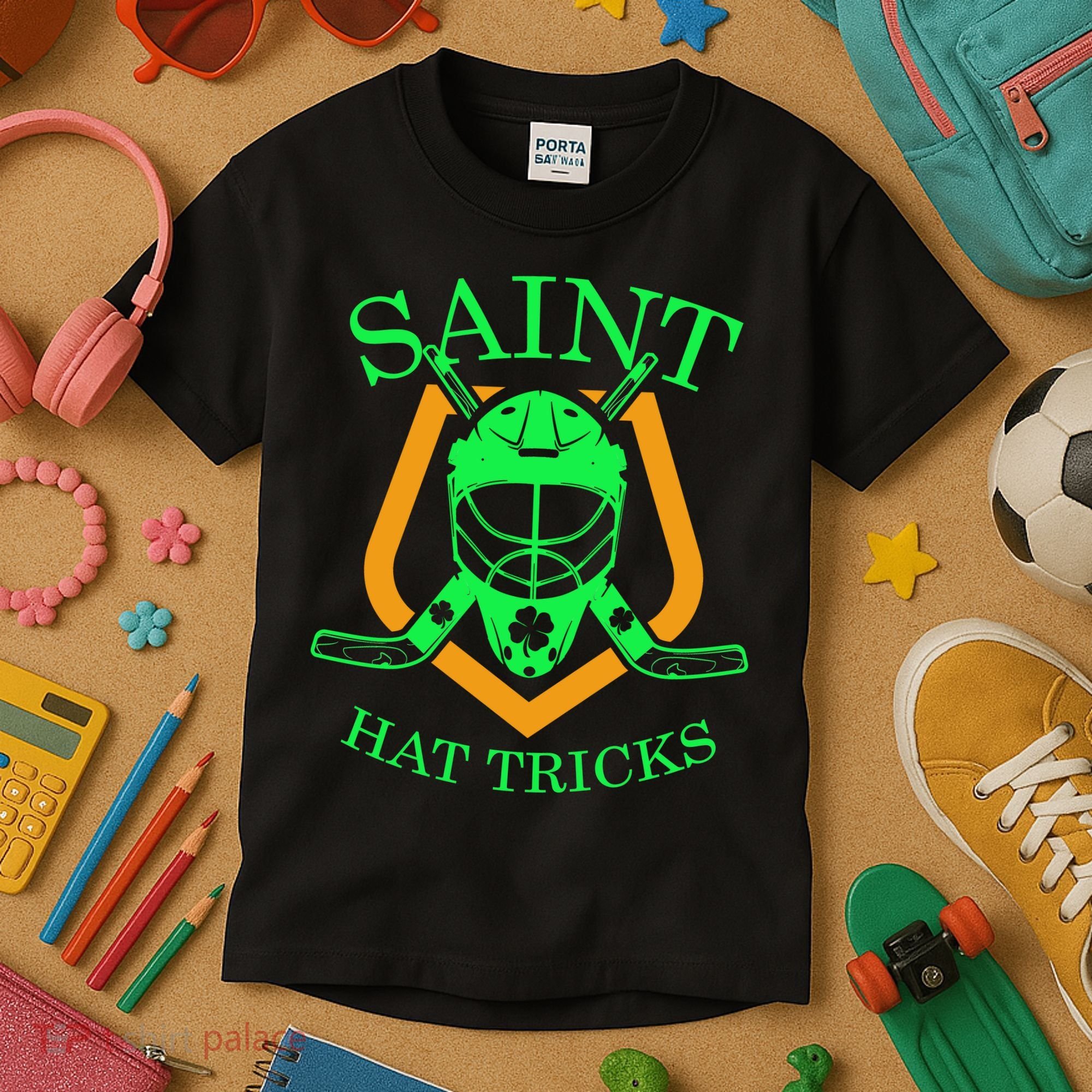 Saint Hat Tricks Funny Hockey St Patricks Day Kids T-Shirt