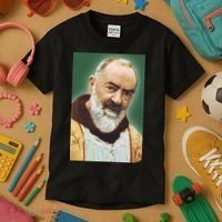 Saint Padre Pio Art Kids T-Shirt thumb 3