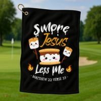 SMore And Jesus Less Me Christian Camping Golf Towel thumb 1