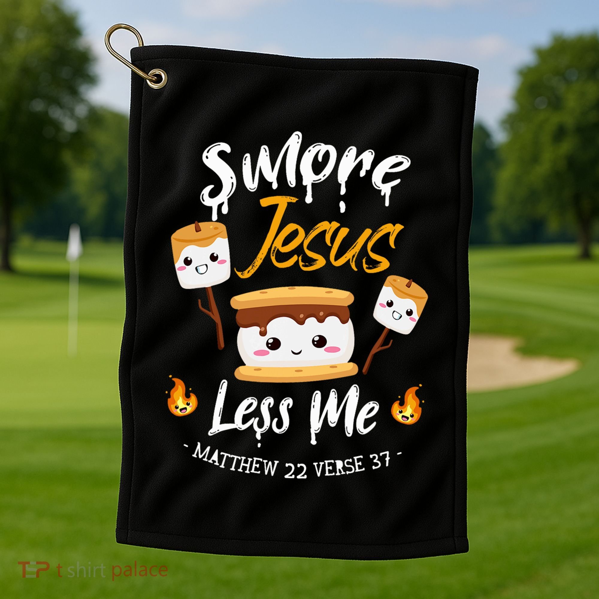 SMore And Jesus Less Me Christian Camping Golf Towel