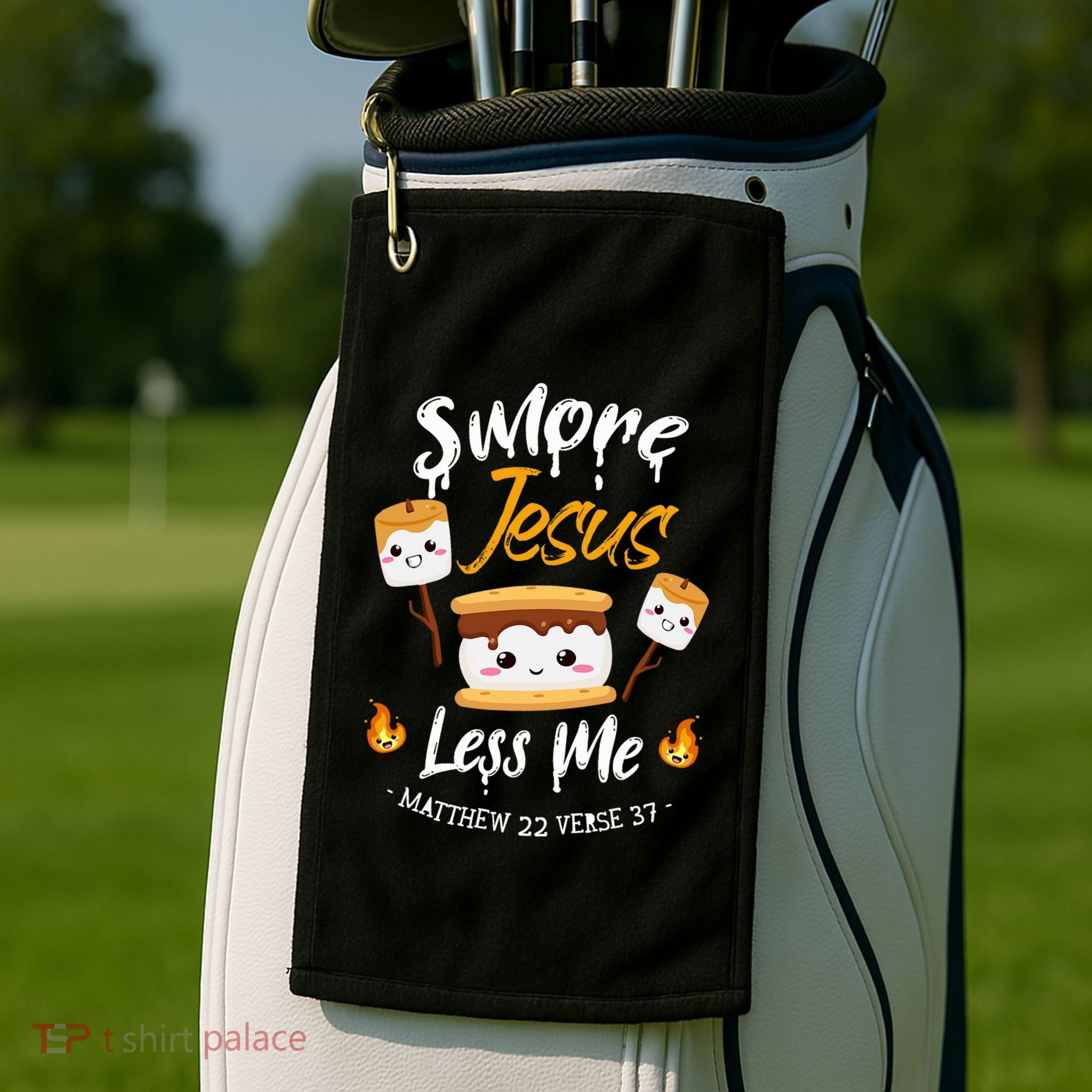 SMore And Jesus Less Me Christian Camping Golf Towel