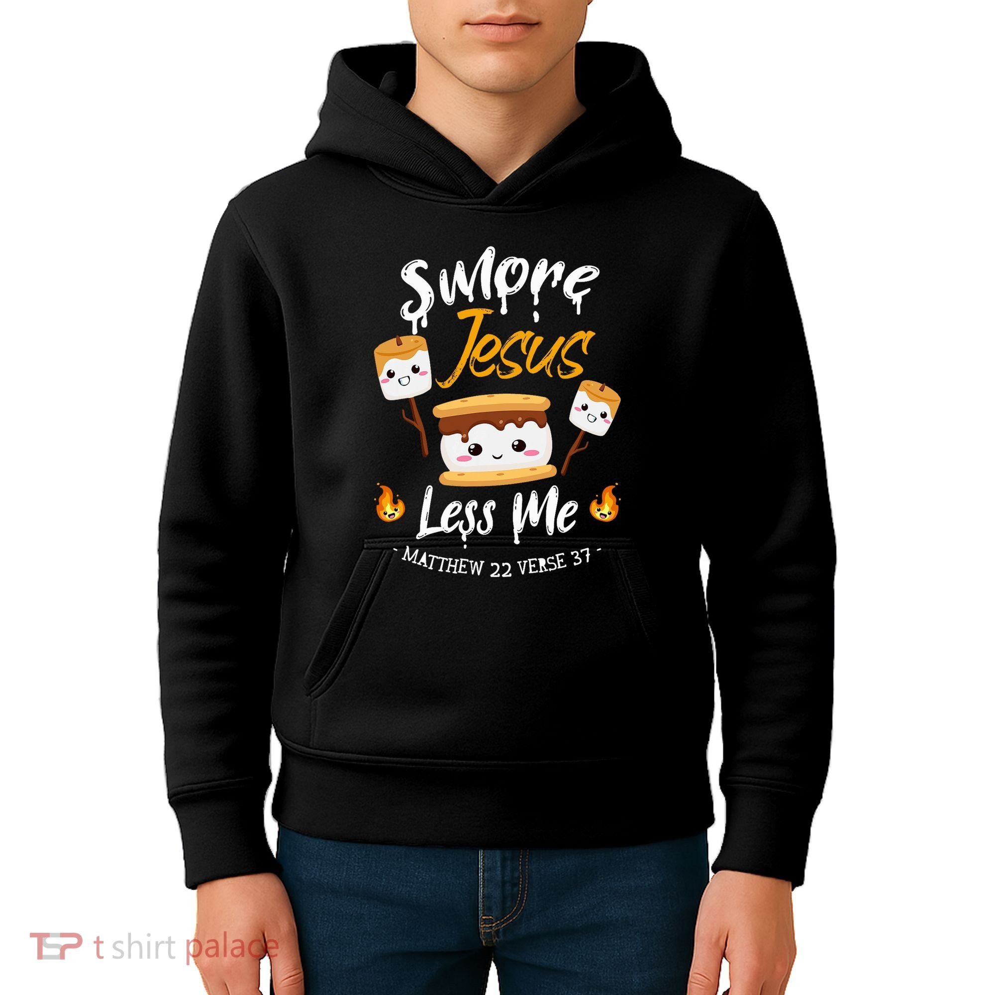 SMore And Jesus Less Me Christian Camping Kids Hoodie