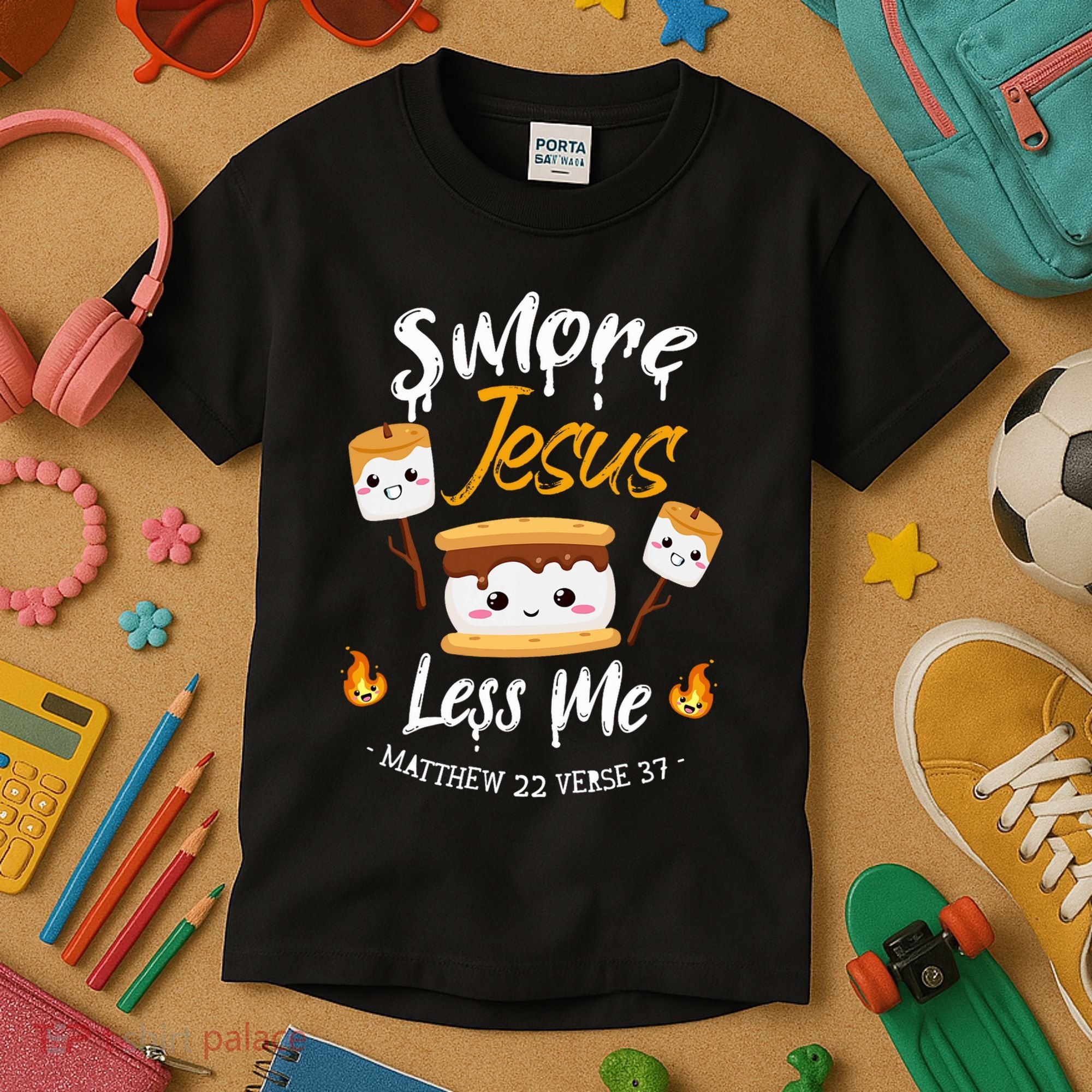 SMore And Jesus Less Me Christian Camping Kids T-Shirt