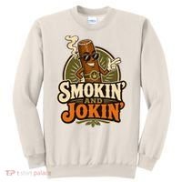 Smokin' And Jokin' Cool Cigar Humor Smokers Sweatshirt thumb 0