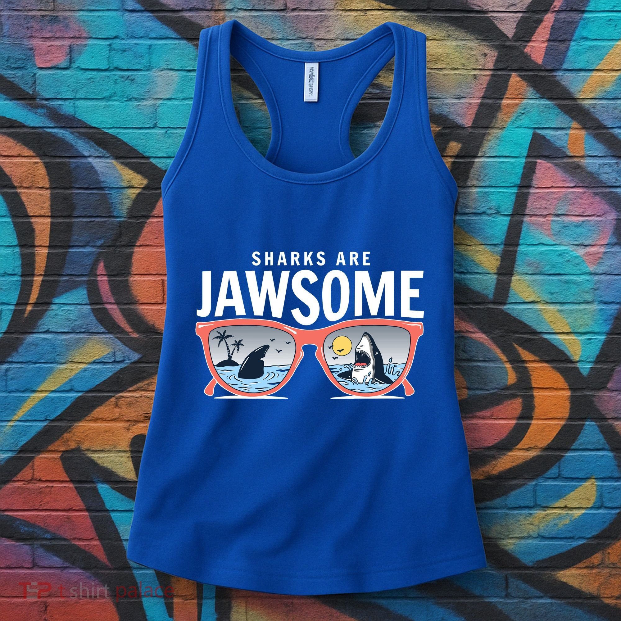 Sharks Are Jawsome Sunglasses Beach Ocean Week Women's Tank Top