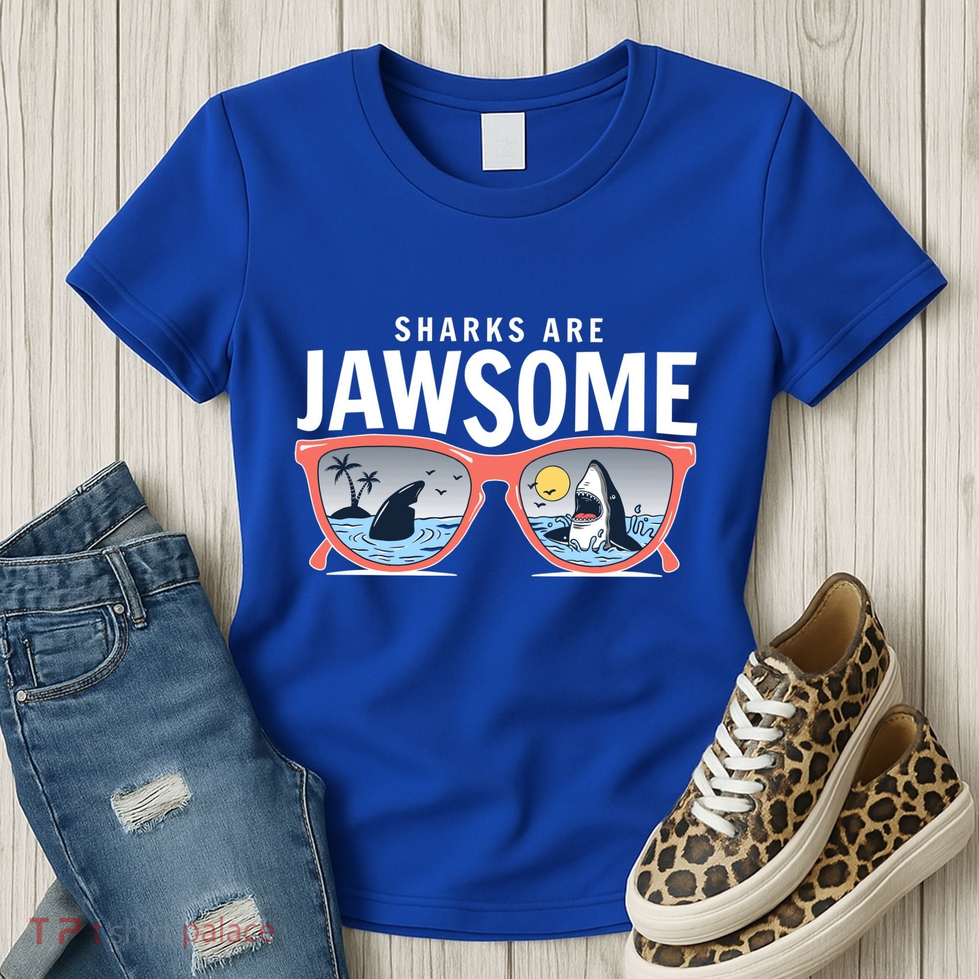 Sharks Are Jawsome Sunglasses Beach Ocean Week Women's T-Shirt