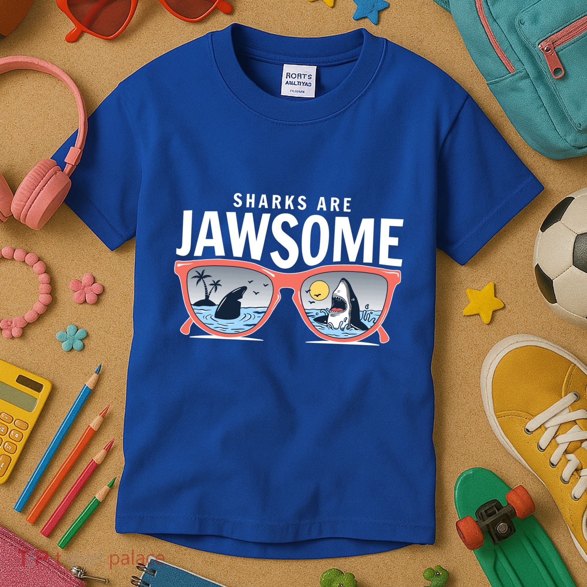 Sharks Are Jawsome Sunglasses Beach Ocean Week Kids T-Shirt
