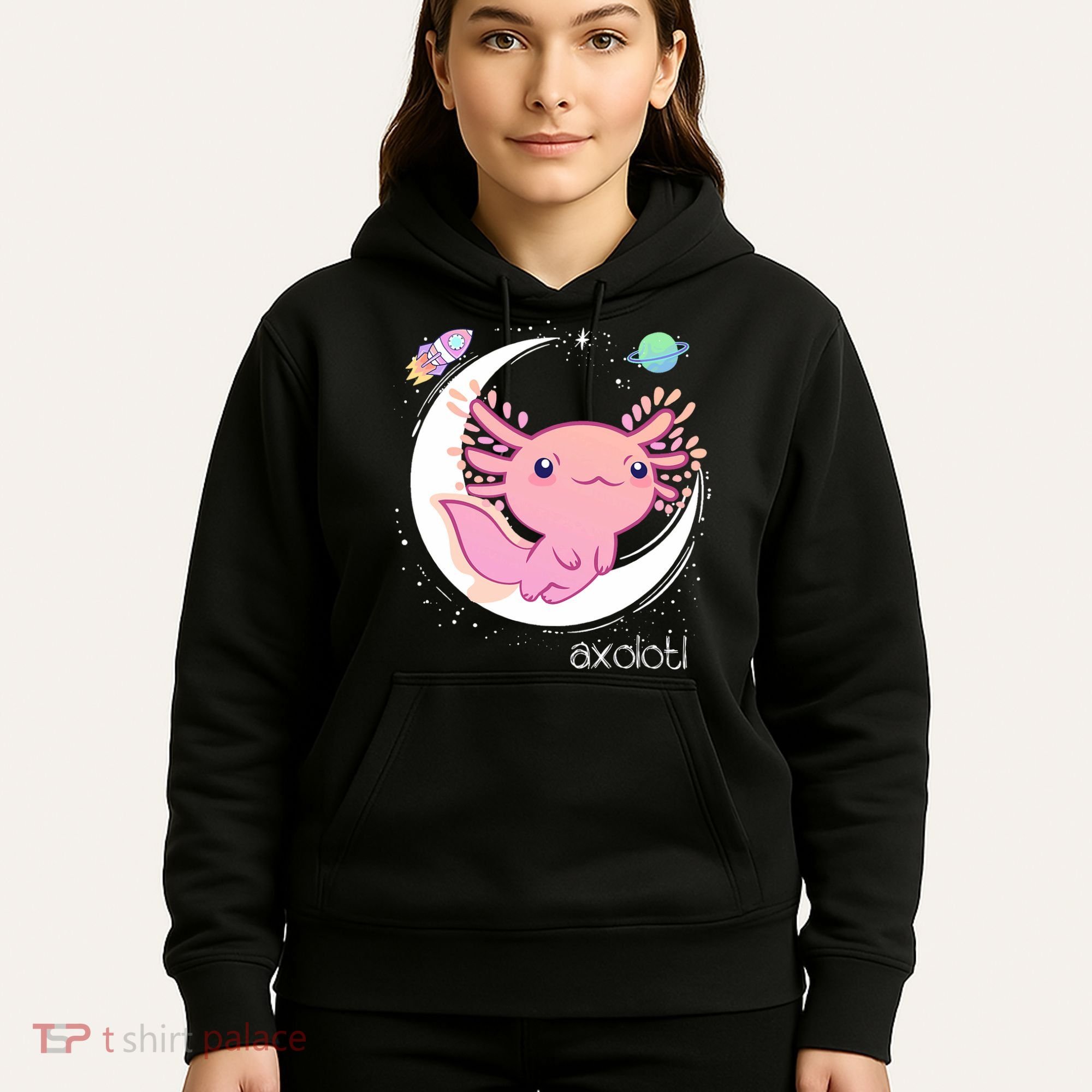 Space Axolotl Kawaii  Pastel Goth  Japan Anime Comic Hoodie