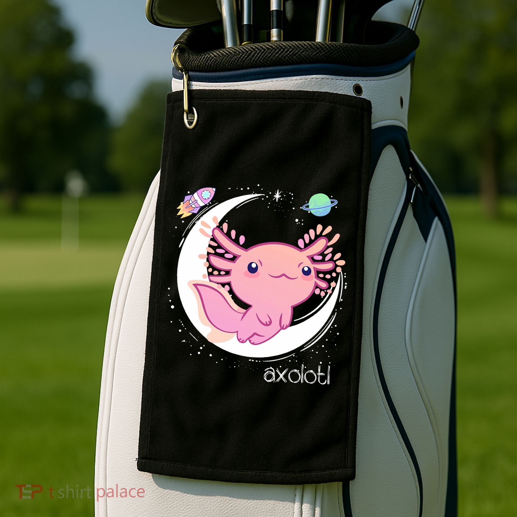 Space Axolotl Kawaii  Pastel Goth  Japan Anime Comic Golf Towel