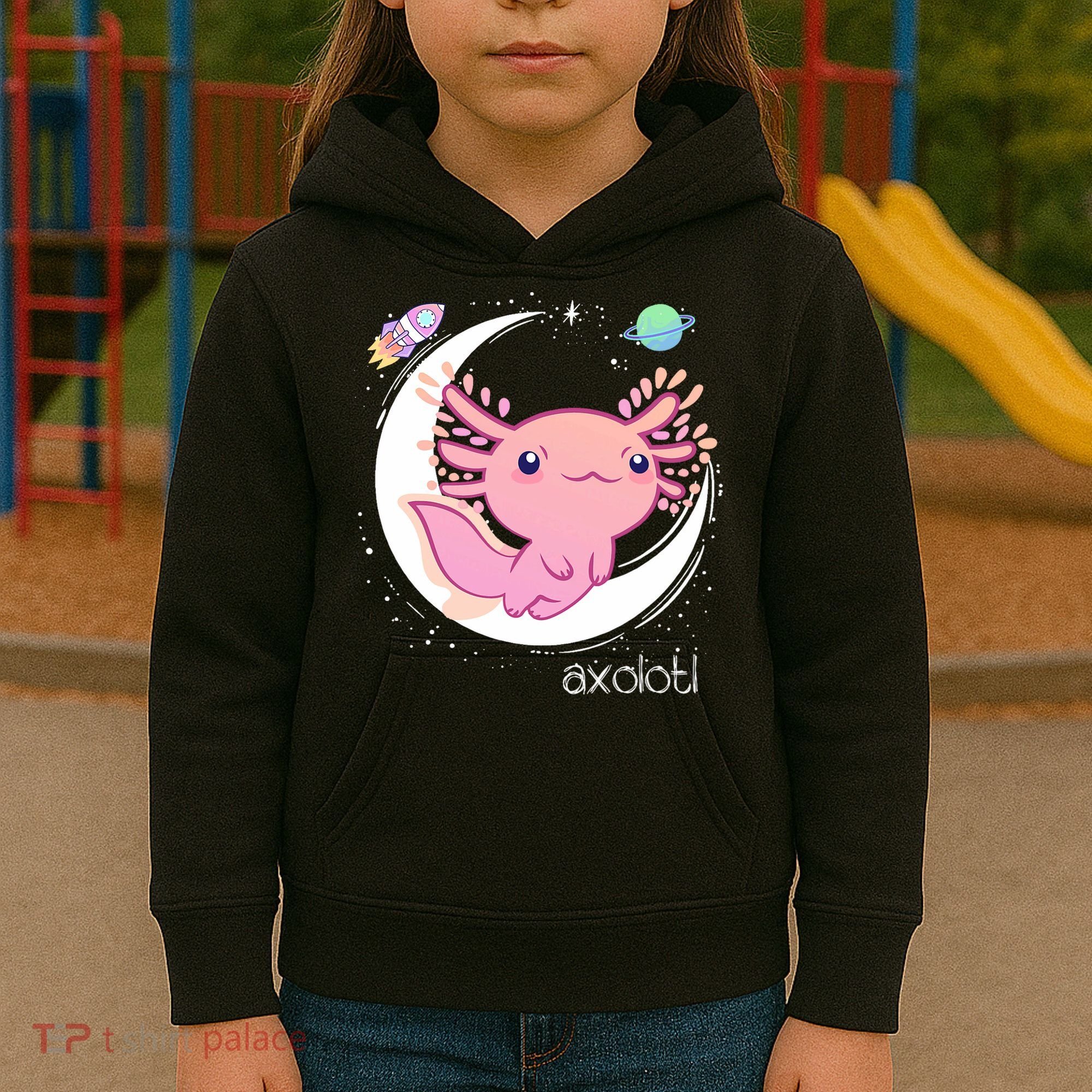 Space Axolotl Kawaii  Pastel Goth  Japan Anime Comic Kids Hoodie