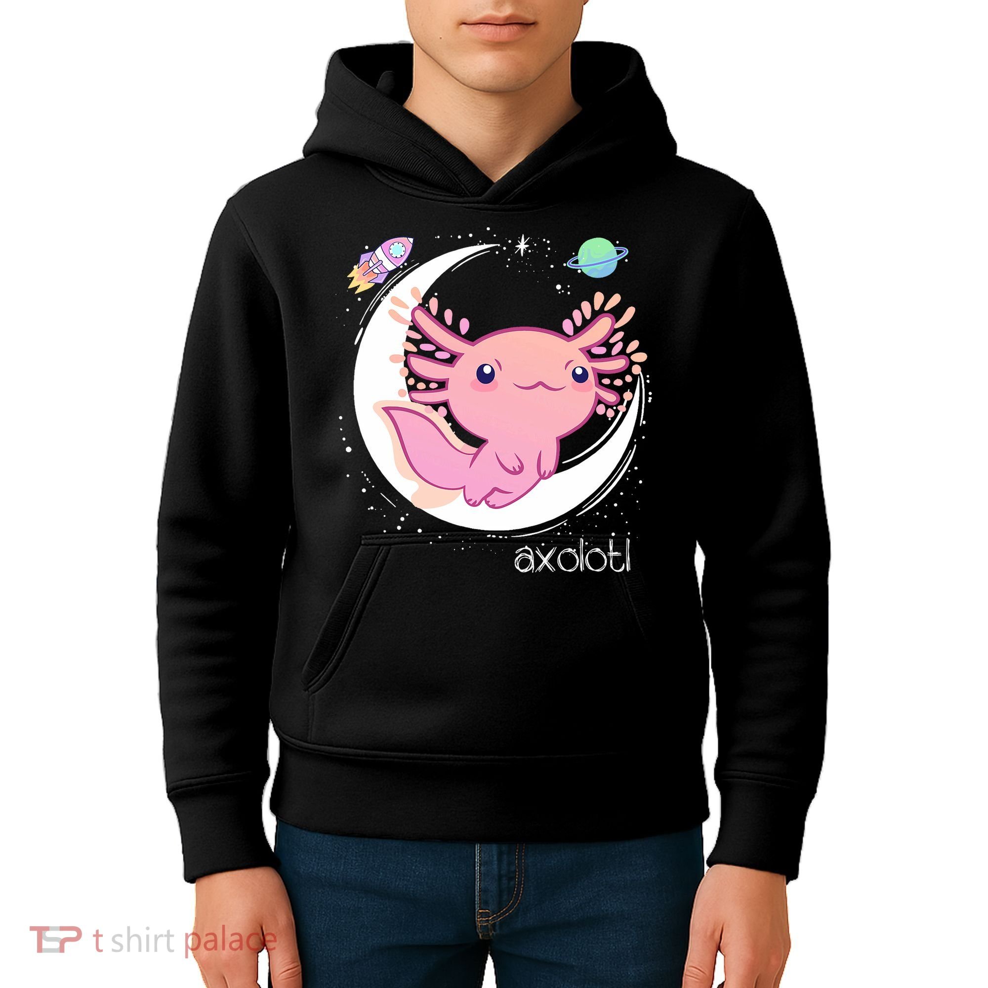 Space Axolotl Kawaii  Pastel Goth  Japan Anime Comic Kids Hoodie