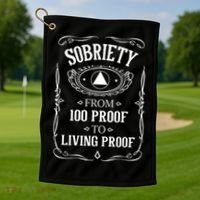 Sobriety Anniversary Living Proof NA AA Recovery Golf Towel thumb 1