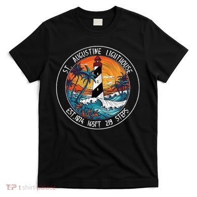 St. Augustine Lighthouse Florida Retro Sunset Palm Trees T-Shirt