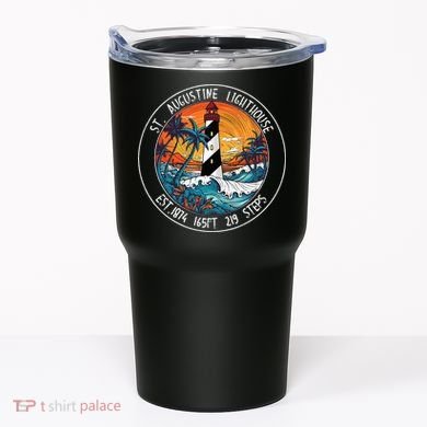 St. Augustine Lighthouse Florida Retro Sunset Palm Trees Tumbler