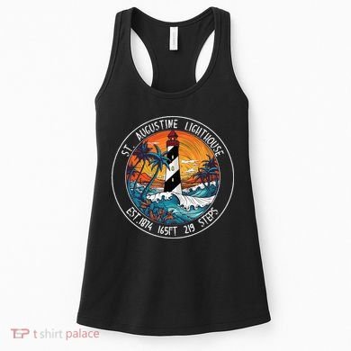 St. Augustine Lighthouse Florida Retro Sunset Palm Trees Women's Tank Top