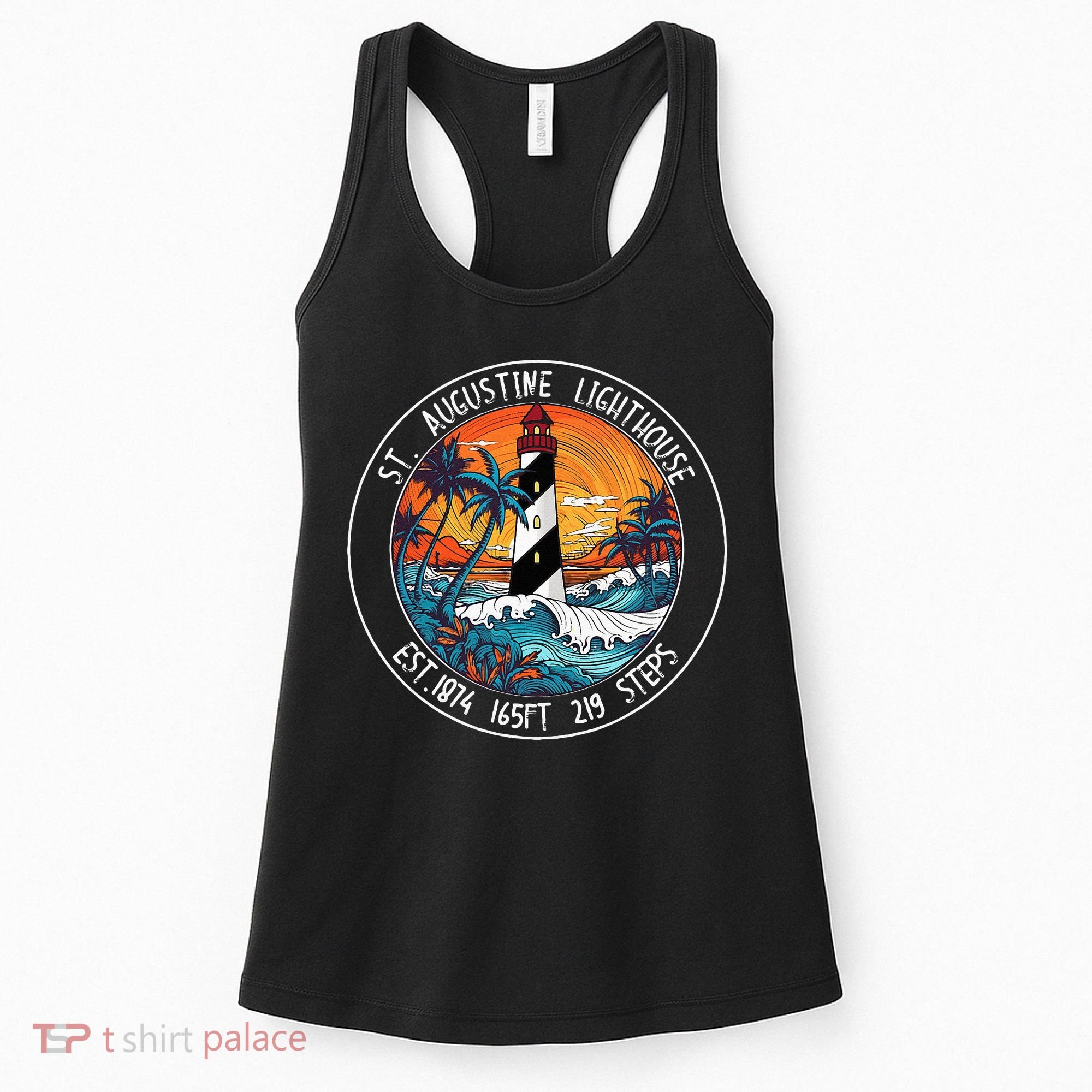 St. Augustine Lighthouse Florida Retro Sunset Palm Trees Women's Tank Top