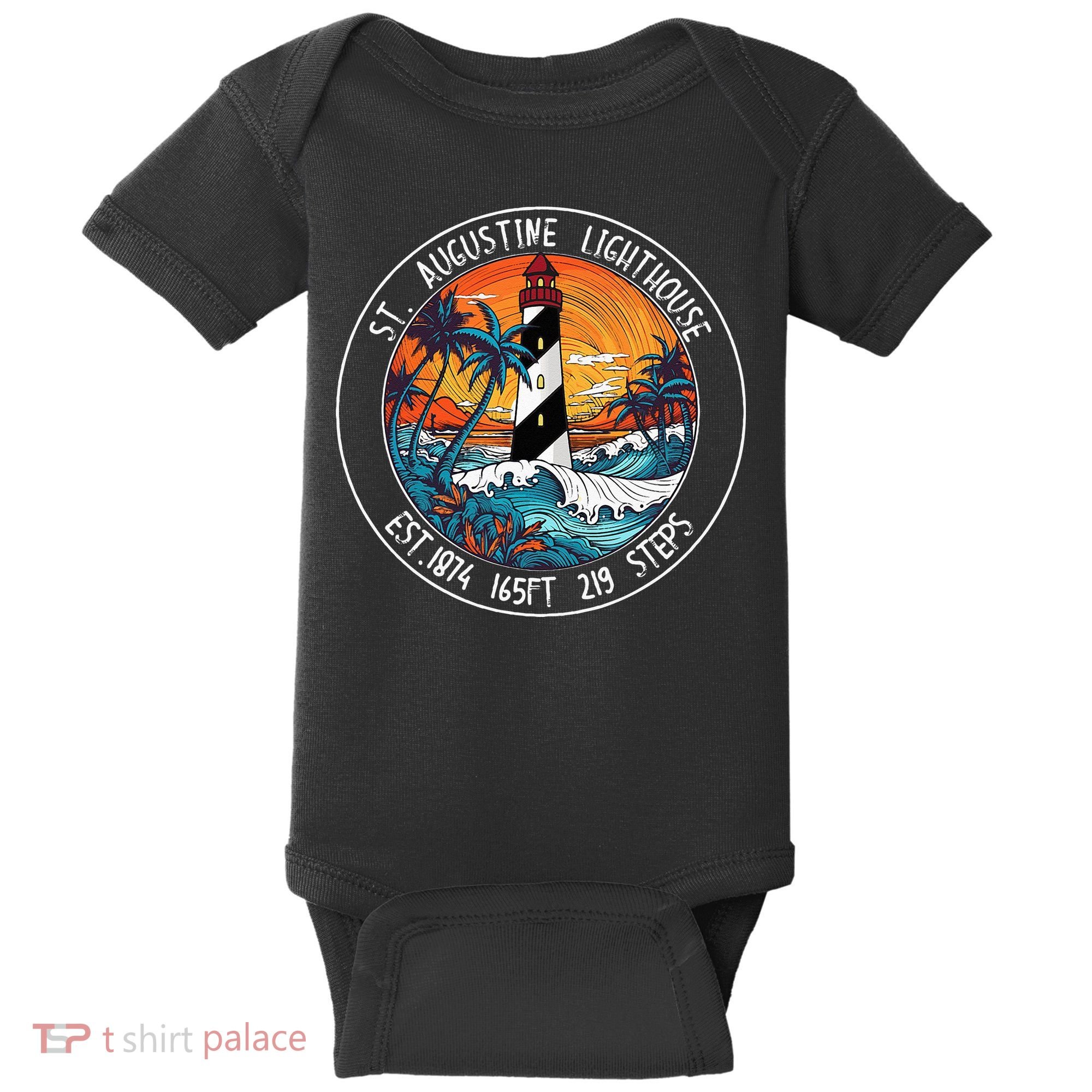 St. Augustine Lighthouse Florida Retro Sunset Palm Trees Baby Bodysuit