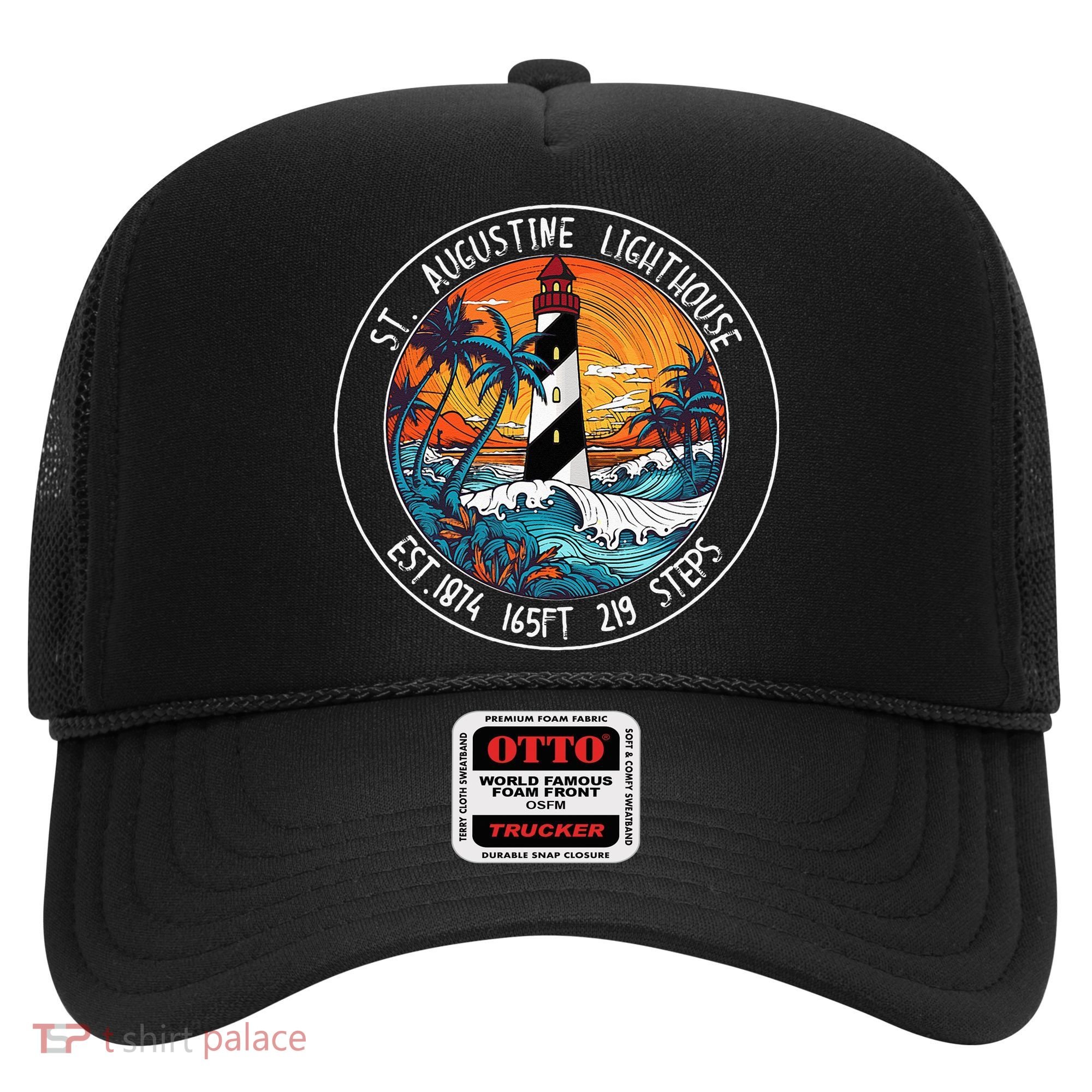 St. Augustine Lighthouse Florida Retro Sunset Palm Trees Hat