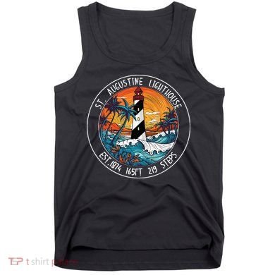 St. Augustine Lighthouse Florida Retro Sunset Palm Trees Tank Top