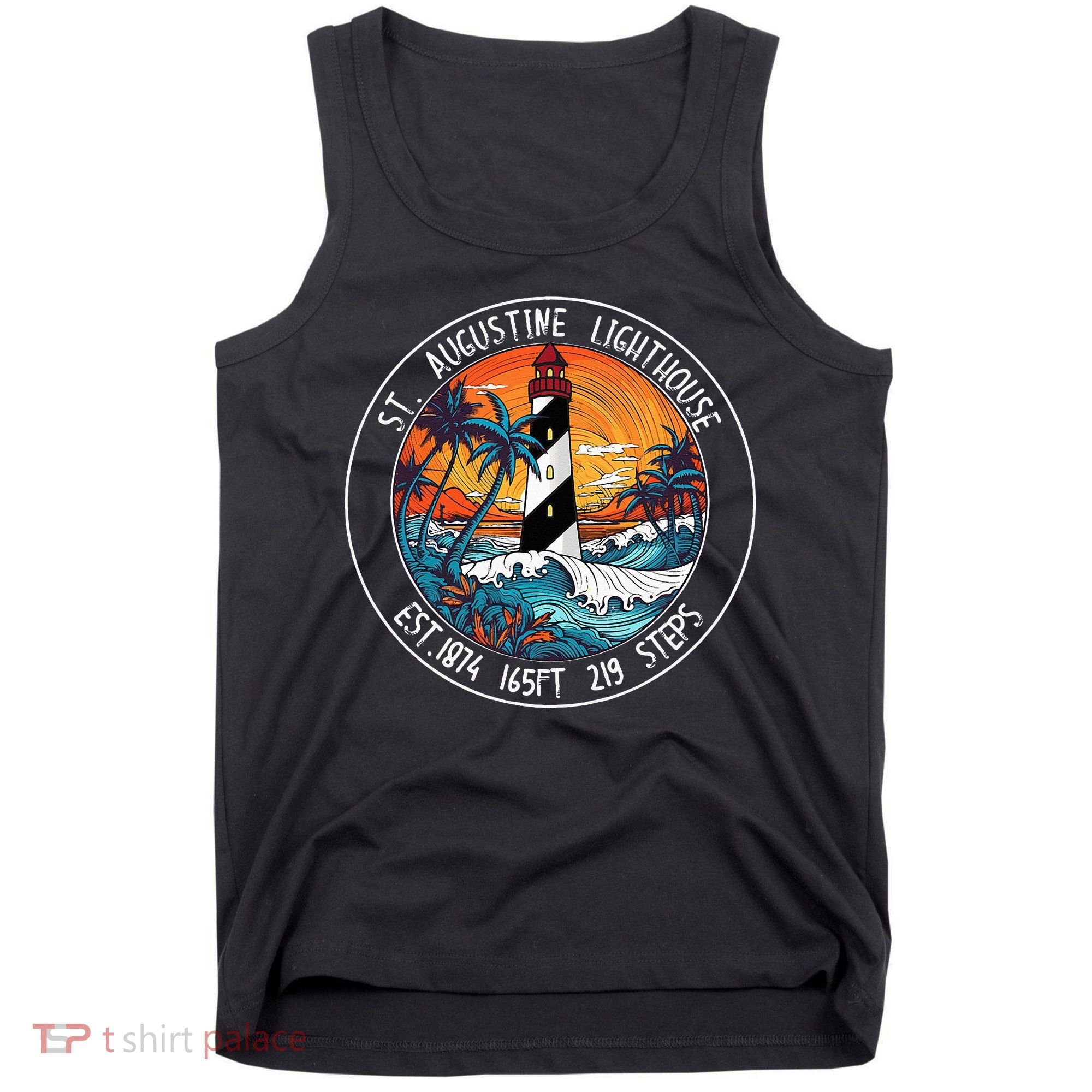 St. Augustine Lighthouse Florida Retro Sunset Palm Trees Tank Top