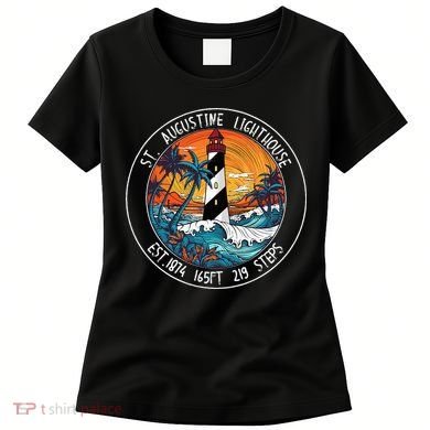 St. Augustine Lighthouse Florida Retro Sunset Palm Trees Women's T-Shirt
