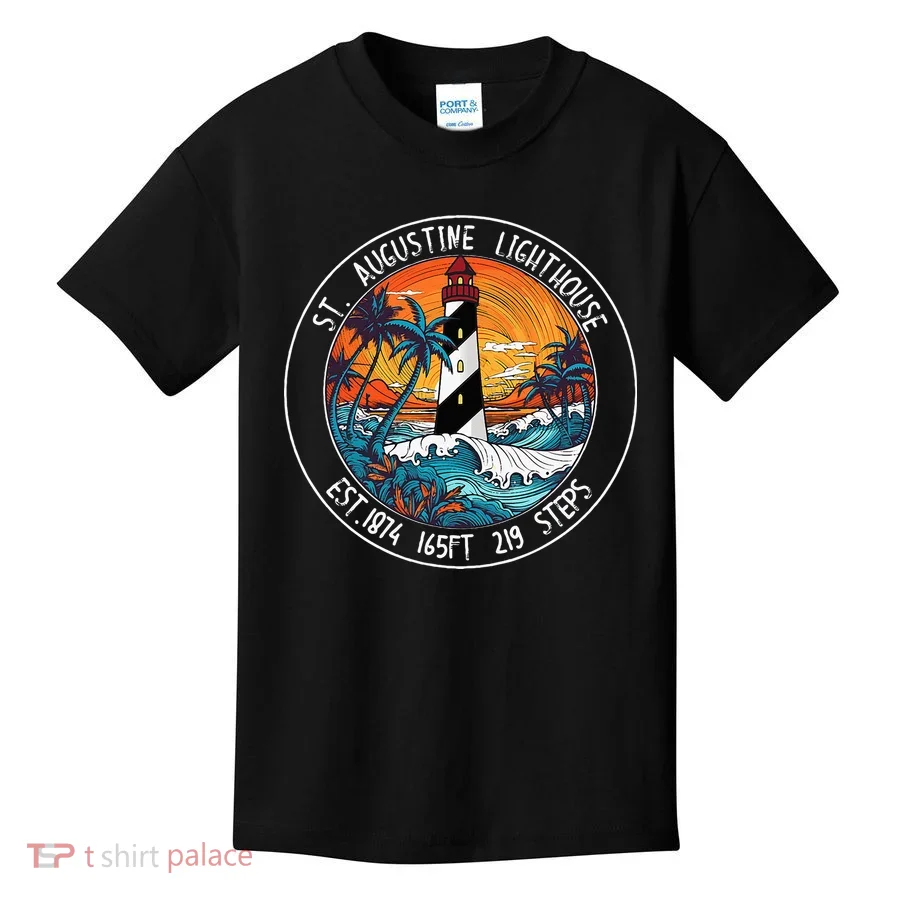 St. Augustine Lighthouse Florida Retro Sunset Palm Trees Kids T-Shirt